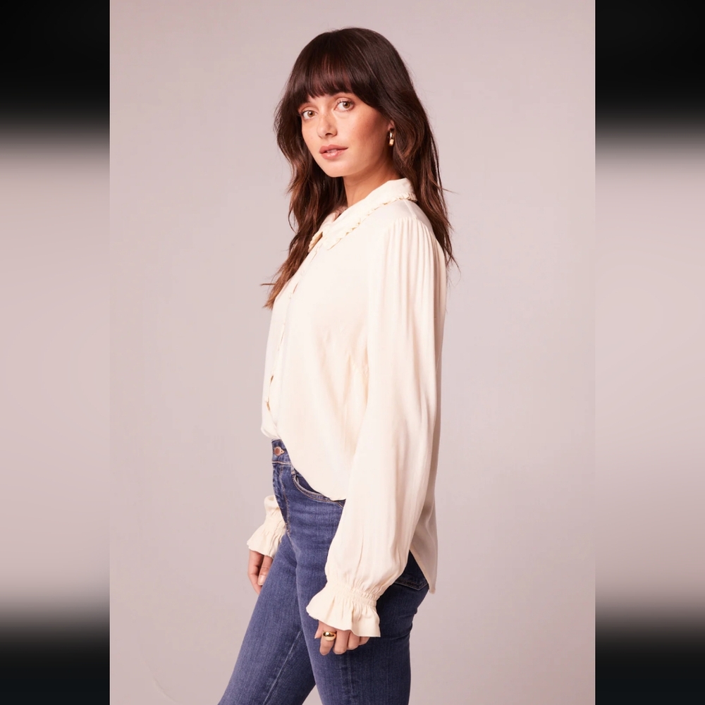 Band Of The Free Denise Cream Ruffle Collar Top - Picture 4 of 10